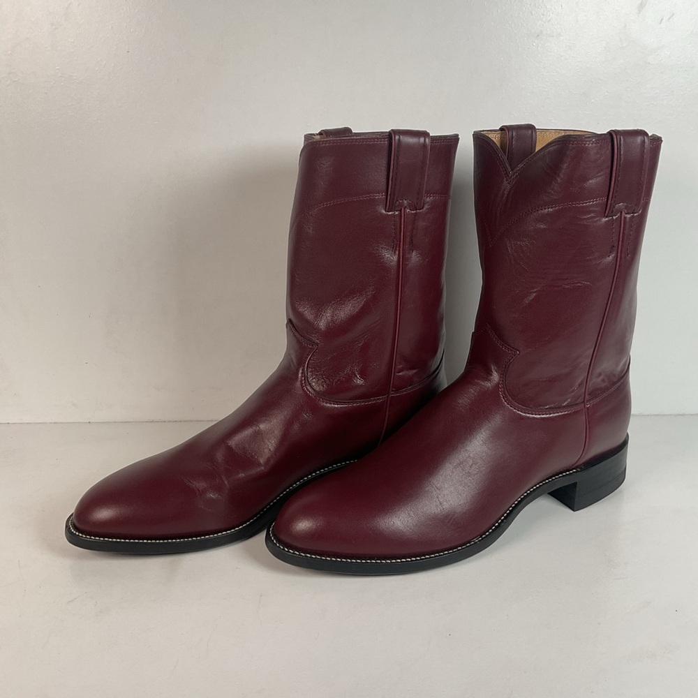 Justin Burgundy Calf Roper Boots | USA Made | Men’s 13 D